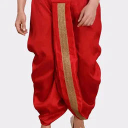 SHIWAM ETHNIX Men Gathered Or Pleated Cotton Silk Dhoti Pants With Gotta Patti Border-picture-26