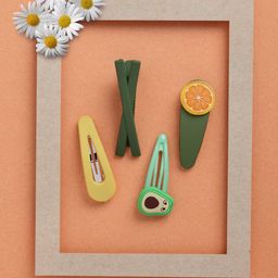 VOGUE PANASH Women Green & Yellow Set of 4 Tic Tac Hair Clips-68