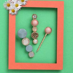 VOGUE PANASH Women Set of 3 Gold-Toned Embellished Alligator Hair Clips-9