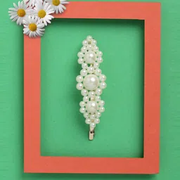 VOGUE PANASH Women Gold-Toned & White Beaded Bobby Pins-image-8