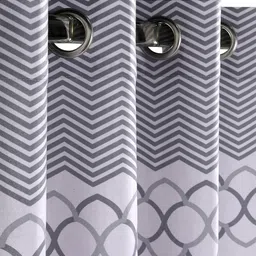 Saral Home Quite Space Silver-Toned & Grey Geometric Printed Black Out Velvet Door Curtain-picture-13