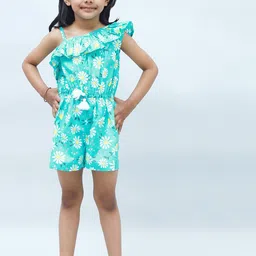 NUEVOSDAMAS Girls Floral Printed Ruffles Cotton Playsuit Jumpsuit-47