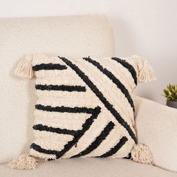 Art Avenue Cream-Coloured & Black Embroidered Cotton Square Cushion Cover-image-51