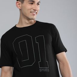 HERE&NOW Men Black Typography Printed Slim Fit Pure Cotton Casual T-shirt-image-20