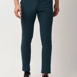 Basics Men Navy Blue Mid Rise Tapered Fit Trousers-image-80