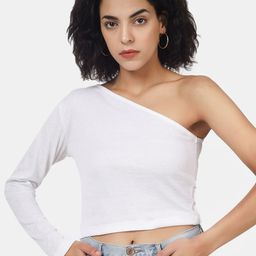 angloindu Women White V-Neck Extended Sleeves Slim Fit T-shirt-image-82