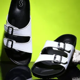Solethreads Men HERMES Buckle Detail Double Strap Slides-11