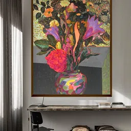 The Art House Grey & Green Floral Painting Canvas Wall Art-28