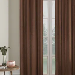 HOSTA HOMES Coffee Brown Abstract Eyelet Black Out Long Door Curtain-image-15