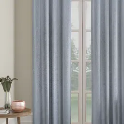 HOSTA HOMES Silver-Toned Black Out Long Door Curtain-image-17