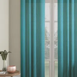 HOSTA HOMES Blue & Silver-Toned Geometric Door Curtain-image-32