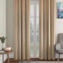 HOSTA HOMES Beige 2 Pieces Abstract Black Out Long Door Curtain-image-15