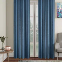 HOSTA HOMES Blue 2 Pieces Black Out Long Door Curtains-image-88