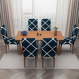 HOSTA HOMES Green & White 6 Pieces Printed Chair Covers-image-31