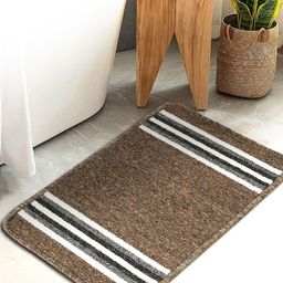 HOSTA HOMES Brown & White Water Absorbent Bath Rug-image-43
