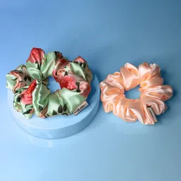 HAIR DRAMA COMPANY Women Set of 2 Peach-Coloured & Green Ponytail Holders-picture-6