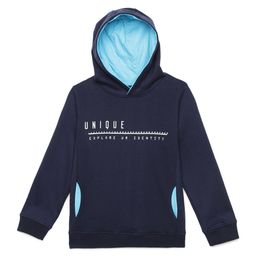 UNDER FOURTEEN ONLY Boys Navy Blue Typography Printed Hooded Cotton Sweatshirt-image-96