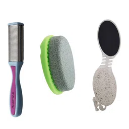MAJESTIQUE Pack of 3 Women Stainless Steel File with Pumice Stone & 4 in 1 Foot Care File-5