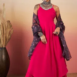InWeave Women Empire Kurta with Palazzos & With Dupatta-image-4
