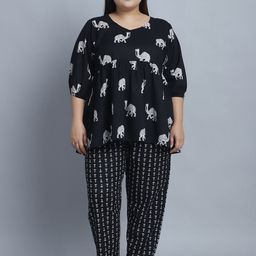 TAG 7 PLUS Plus Size Floral Printed Pure Cotton Kurti With Pyjamas-picture-18