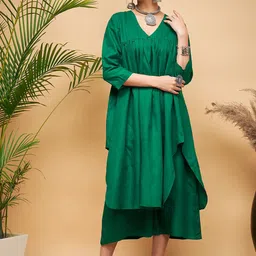 InWeave V-Neck Empire A-Line Kurta with Palazzos-3