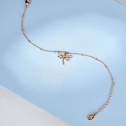 Accessorize London Women Gold-Plated & White Crystals Dragonfly Clasp Charm Bracelet-53