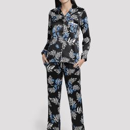 DUSK ATTIRE Women Black & Blue Printed Night suit-image-86