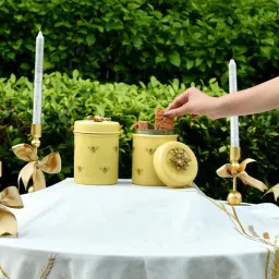 Living With Elan Royal Hive Stainless Steel Jar Set Of 2 Butter Yellow 800 Ml Each-picture-42