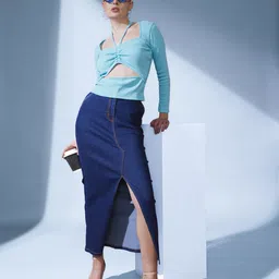 STREET 9 Round Neck Long Sleeves Cut Out Top-picture-43