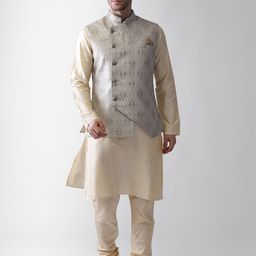 KISAH Men Grey Kurta with Pyjamas-83
