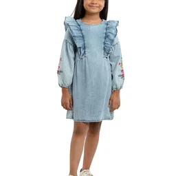 UNDER FOURTEEN ONLY Girls Blue T-shirt Dress-image-87
