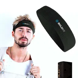 BOLDFIT Black Solid Non-Slip Headband-image-20