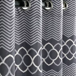 Saral Home Grey & White Geometric Door Curtain-image-98