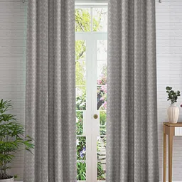 Cortina Grey & White 2 Pieces Printed Long Door Curtain-19