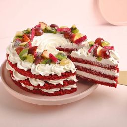 Berry Bliss Fruit Red Velvet Cake-image-40
