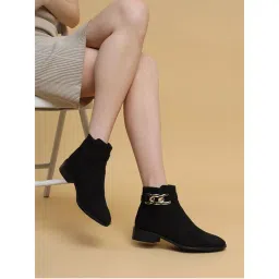Truffle Collection Black Embellished Casual Boots-picture-39