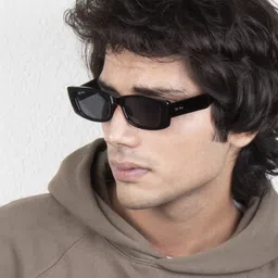 Ted Smith Unisex Grey Lens & Black Rectangle Sunglasses TS-CHOCOEYE_BLK image 1