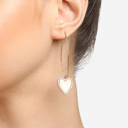 Zaveri Pearls Gold-Plated Heart Shaped Stone Studded Drop Earrings-13