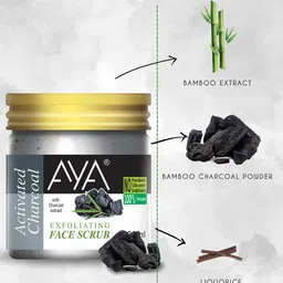 AYA Set of Activated Charcoal & De Tan Exfoliating Face Scrubs - 100 ml Each image 4
