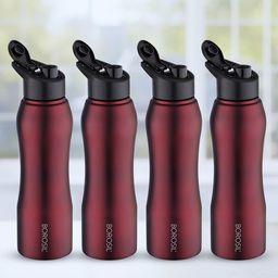 BOROSIL Grip N Sip Maroon 4 Pieces Stainless Steel Water Bottle 1L Each-image-14
