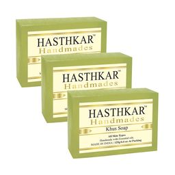 Hasthkar Set of 3 Handmades Glycerine Khus Soap 125gm Each-42