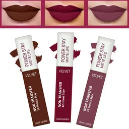 FORFOR Powerstay Set Of 3 Liquid Matte Lipsticks - Cocoa Brown, Bridal Maroon, Mauve Matte-32