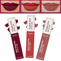FORFOR Powerstay Set Of 3 Liquid Matte Lipsticks - Bridal Maroon, Candy Red, Sandy Nude-15