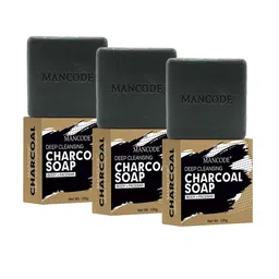 MANCODE Pack of 3 Charcoal Deep Cleansing Soap 125gm Each image 2