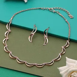 AMI Rose Gold-Plated CZ-Studded Necklace and Earrings-14