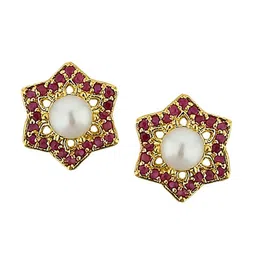 Sri Jagdamba Pearls Dealer Gold-Plated Contemporary Studs Earrings-1