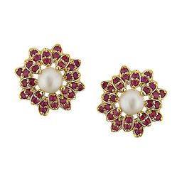 Sri Jagdamba Pearls Dealer Gold-Plated Contemporary Studs Earrings-4
