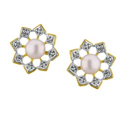 Sri Jagdamba Pearls Dealer Gold-Plated Contemporary Stone Studded & Beaded Studs Earrings-12