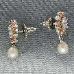 Sri Jagdamba Pearls Dealer Gold-Plated Contemporary Stone Studded & Beaded Drop Earrings-image-66