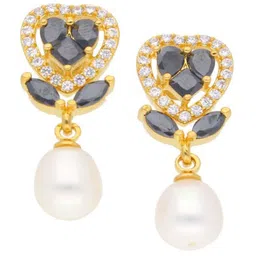 Sri Jagdamba Pearls Dealer Gold-Plated Contemporary Stone Studded & Beaded Drop Earrings-image-26